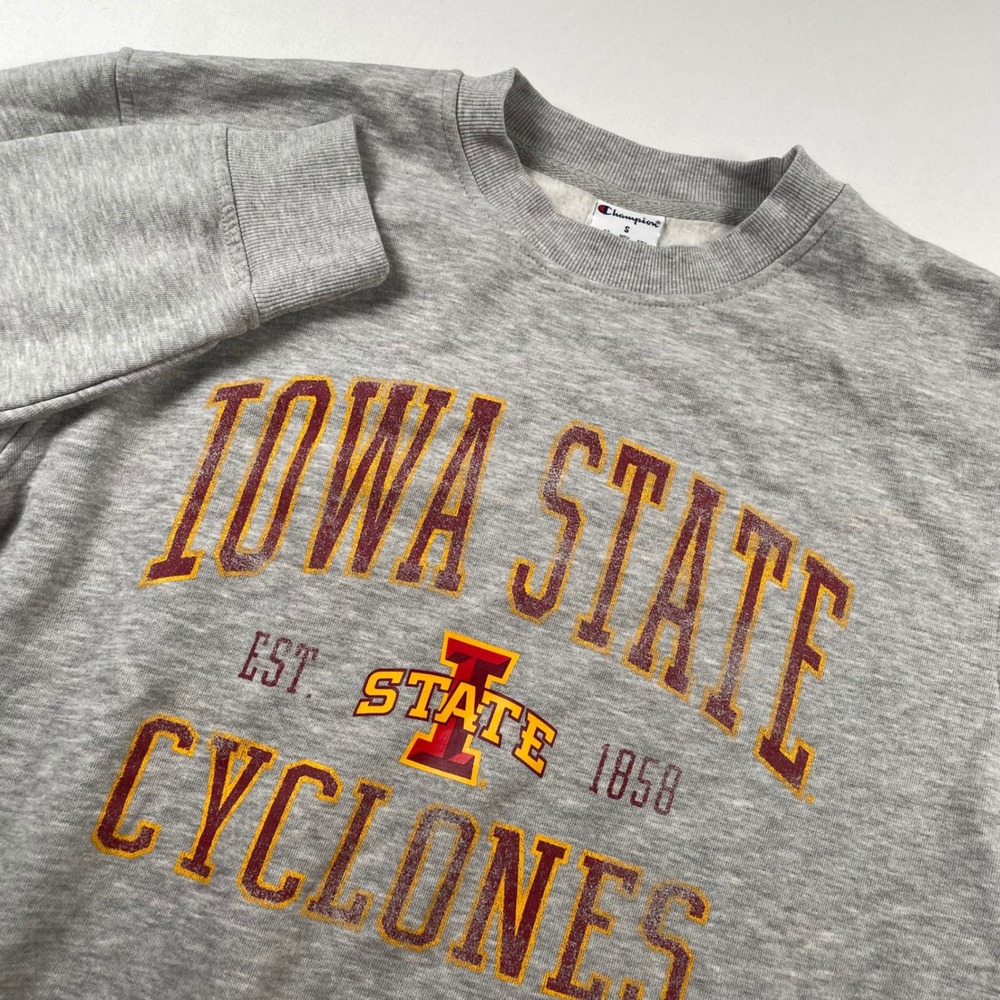 Champion Iowa State Cyclones Sweatshirt Gray Crewneck Fleece Mens Small